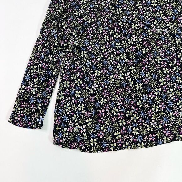 J. Jill Blouse Womens Small BlackPack & Multi-Color Floral Print Long-Sleeve new - Picture 9 of 12